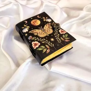 Кожаный блокнот с принтом бабочки, Дневник для путешествий, Кожаный скетчбук, Дневник снов, Подарок для писателя, Кожаный дневник, Персонализированный подарок. 7 x 5 in