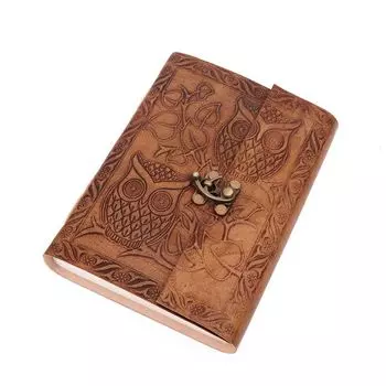 Кожаный блокнот с тиснением совы и замком Белого цвета, бумажный дневник ручной работы без подкладки, 5x7 дюймов для мужчин и женщин, а также подарок и путешествие в коричневом цвете 7 x 5 in коричневый