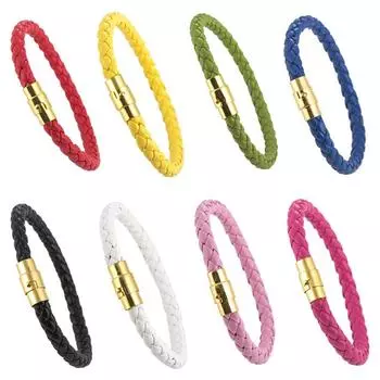 Кожаный браслет для влюбленных, ювелирные изделия в подарок, унисекс, модный браслет для мужчин и женщин, браслеты из сплава, плетеные кнопки ручной работы жёлтый