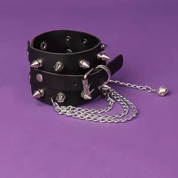 Кожаный браслет в стиле панк с шипами, браслет с заклепками, браслет с шипами и заклепками, браслет-манжета, металлический браслет с шипами, цепочка на браслет чёрный