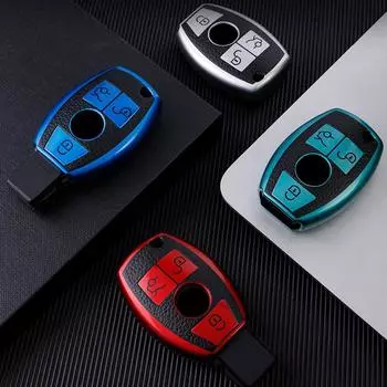 Кожаный брелок для ключей из ТПУ, защитный чехол для Mercedes Benz ECGMRS Class W204 W212 W176 GLC CLA GLA AMG автомобильные аксессуары серебряный