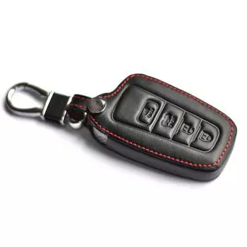 Кожаный брелок для ключей с 3 4 кнопками для Toyota CHR Camry Prius Prado 17 18 19, аксессуары для ключей 4 Button чёрный/красный