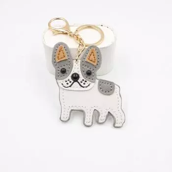 Кожаный брелок-подвеска для сумок в виде бульдога и кошки-ведьмы