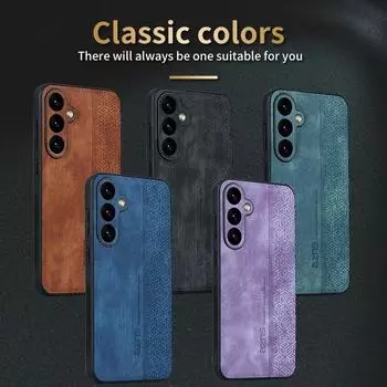 Кожаный чехол-бампер для телефона Samsung Galaxy S24 S23 S22 S21 S20 Plus Ultra FE A05S A15 A14 M14 A04E A24 A25 A34 A54 A52 S21 Ultra фиолетовый