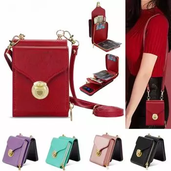 Кожаный чехол-бумажник через плечо для Samsung Galaxy Z Flip 4 3 Flip4 Flip3 5G, длинный ремешок на молнии, держатель для карт, чехол для сумки, чехол For Galaxy Z Flip 3 чёрный