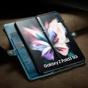 Кожаный чехол-бумажник для Samsung Galaxy Z Fold 3 5G, роскошный откидной чехол с отделениями для карт, чехол для телефона Samsung Z Fold 3, чехол Zfold3
