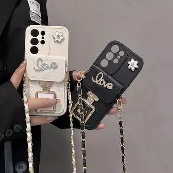 Кожаный чехол через плечо для телефона Samsung Galaxy S22 S23 S24 Ultra Plus A55 A15 A05 A05S A54 A34 A24, женский держатель для карт 5G Galaxy S22 чёрный