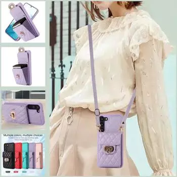 Кожаный чехол через плечо с длинным ремешком-кошельком для Samsung Galaxy S23 Ultra S22 S21 Plus S20 FE A13 A53 A14 A34 A54, роскошный чехол для телефона с отделением для карт iphone 6 6s красный