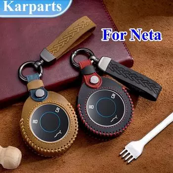 Кожаный чехол Crazy Horse для автомобиля, умный чехол для дистанционного ключа, брелок для Neta VU Pro Hezhong New Energy, автомобильный брелок, аксессуары для интерьера синий