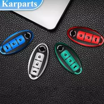 Кожаный чехол-держатель для автомобильных ключей для Nissan Altima Qashqai J10 J11 Juke X-Trail Kicks Tiida Pathfinder Micra Murano Maxima Pulsar A Style зелёный