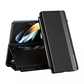 Кожаный чехол-держатель для защиты слота для ручки для телефона Samsung Galaxy Fold 6 5 4 3, противоударный, легкий чехол для предотвращения падений Galaxy Z Fold6 чёрный