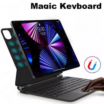 Кожаный чехол для Apple Magic Keyboard iPad Air 4 5, чехол для iPad Pro 11 12,9, чехол для iPad 10-го поколения Mini 6, чехол с клавиатурой и трекпадом с плавающим дизайном For iPad mini 6 чёрный