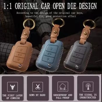 Кожаный чехол для автомобильного ключа, брелок для VW Volkswagen Polo Tiguan Passat B5 B6 B7 Golf MK Jetta Skoda Kodiaq Superb Octavia Seat и т. д. brown