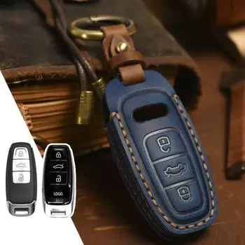Кожаный чехол для автомобильного ключа, чехол для A1 A3 A5 A6 A7 A8 A4 Quattro Q3 Q5 Q7 2009-2022, автомобильные аксессуары, пульт дистанционного управления Smart коричневый