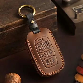 Кожаный чехол для автомобильного ключа Chrysler Grand Dragon PHEV Business Car Key Shell Buckle Pack, модифицированный чехол для аксессуаров чёрный