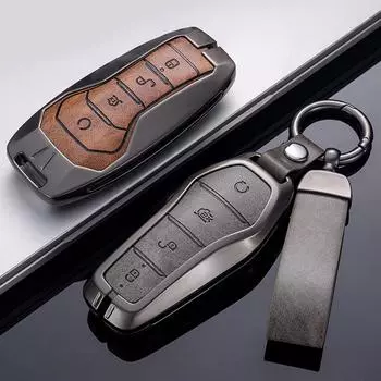 Кожаный чехол для автомобильного ключа, держатель для дистанционного брелока, металлический брелок для BYD Song Plus Atto 3 Han EV Tang DM Qin Seal Dolphin, аксессуары A чёрный