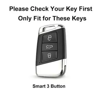 Кожаный чехол для автомобильного ключа для VW Volkswagen Passat B8 Magotan для Skoda Kodiaq Superb A7 Keyless Suede Keychain Car Accessories зелёный