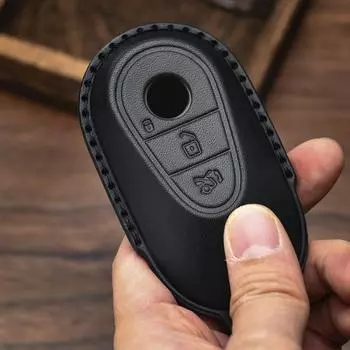 Кожаный чехол для автомобильного ключа для Mercedes Benz S Class W223 2020 2021 Аксессуары для салона автомобиля Держатель для брелка для стайлинга автомобиля чёрный