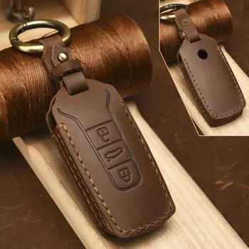 Кожаный чехол для автомобильного ключа для VW Volkswagen Touareg 2019 2020 2021 Fob Shell Keychain Protect Автоаксессуары Protector коричневый