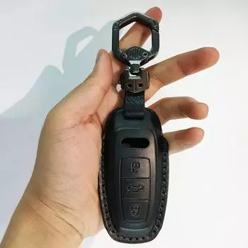 Кожаный чехол для автомобильного ключа для Q8 C8 A6 A7 A8 2018 2019 автостайлинг держатель защитный чехол автомобильные аксессуары брелок чёрный