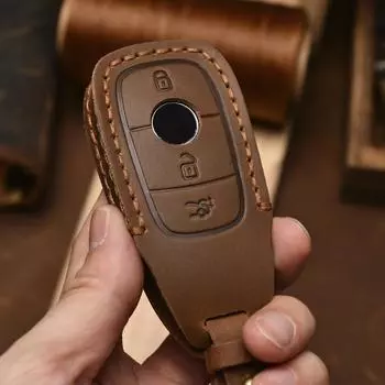 Кожаный чехол для автомобильного ключа для Mercedes Benz W203 W210 W204 W212 W213 W176 GLC CLA CLK 2017 E Class W213 2018 S class коричневый