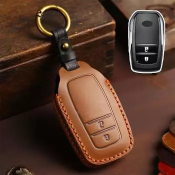 Кожаный чехол для автомобильного ключа для Toyota RAV4 Crown Hilux Fortuner Camry Land Cruiser Prado Protect Shell Fob Accessories коричневый