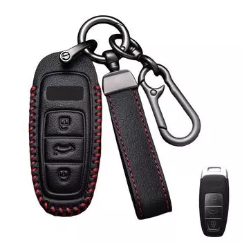 Кожаный чехол для автомобильного ключа для A3 A4 B9 A6 C8 A7 S7 4K A8 D5 S8 Q7 Q8 SQ8 E-tron 2018 2019 2020 2021 Аксессуары коричневый