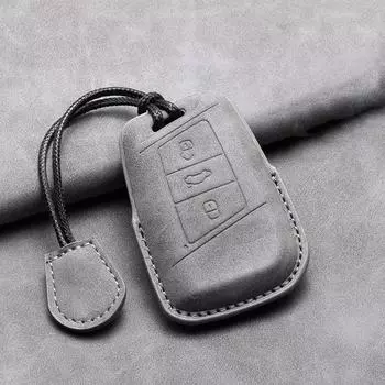 Кожаный чехол для автомобильного ключа для VW Volkswagen Passat B8 Magotan для Skoda Kodiaq Superb A7 Keyless Suede Keychain Car Accessories серый