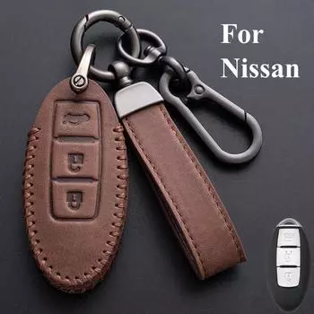 Кожаный чехол для автомобильного ключа Oli для Nissan Qashqai X-Trail T32 T31 Juke J10 J11 Kicks Tiida Pathfinder Note для Infiniti For Nissan коричневый
