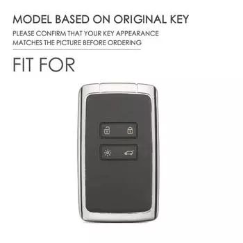 Кожаный чехол для автомобильного ключа Renault Captur Koleos Kadjar Zoe Arkana Espace Clio Megane Grand Scenic Sandero Dacia Duster Card чёрный
