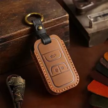 Кожаный чехол для автомобильного ключа с 3 кнопками для Chery Tiggo 8 7 5X 2019 2020 Smart Remote Fob Protect Shell чёрный