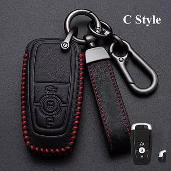 Кожаный чехол для автомобильного ключа с 3 или 4 кнопками для Ford Explorer Mustang Fusion Escape F150 F250 F350 F450 F550 Ford Raptor 2020 2021 For Ford коричневый