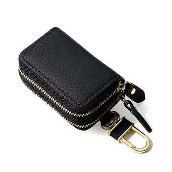 Кожаный чехол для автомобильного ключа с двухслойным дизайном, сумка для ключей из коровьей кожи унисекс, брелок с медной фурнитурой оранжевый