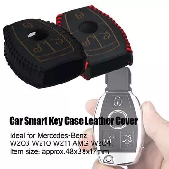 Кожаный чехол для автомобильного смарт-ключа идеально подходит для защиты вашего ключа от повреждений чёрный