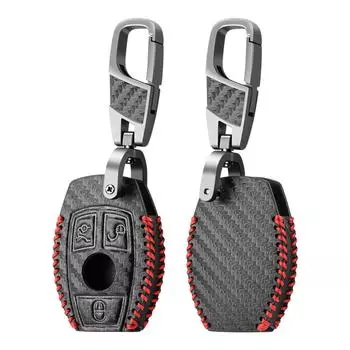Кожаный чехол для брелока для Mercedes Benz ABCES Class W204 W205 W212 W213 W176 GLC MAYBACH Keyless Soft Case чёрный