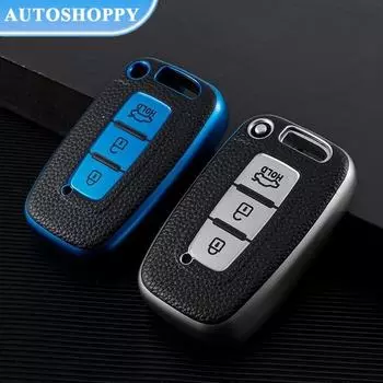 Кожаный чехол для дистанционного ключа автомобиля, брелок для Hyundai Sonata Solaris HB20 Veloster SR IX35 для KIA RIO K2 K3 Sportage, аксессуары красный