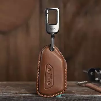 Кожаный чехол для дистанционного ключа автомобиля, защитный чехол для VW Volkswagen Golf 8 MK8 2020, для Skoda Octavia, для Seat 3, кольцо с кнопкой