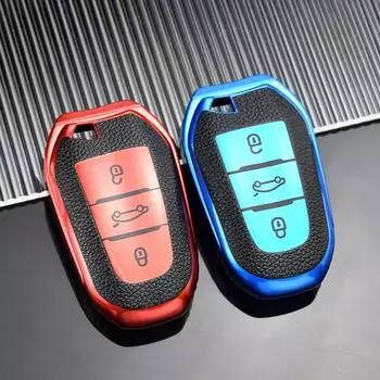 Кожаный чехол для дистанционного ключа из ТПУ для Peugeot 2008 3008 4008 5008 308 408 508 для Citroen C3-XR C4 C4L C6, защитные аксессуары Key Case красный