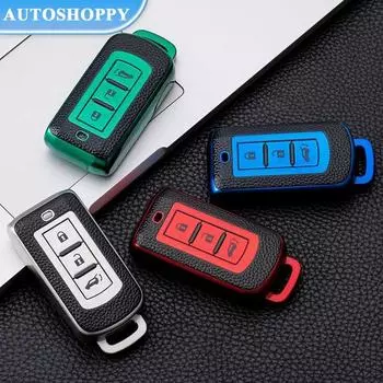 Кожаный чехол для дистанционного ключа из ТПУ для Mitsubishi ASX LANCER Pajero Sport Outlander Eclipse Cross, чехол для ключей, аксессуары-брелок красный