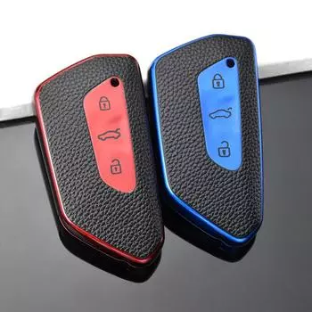 Кожаный чехол для дистанционного ключа из ТПУ для VW Volkswagen Golf 8 2020 Skoda Octavia A8 2021 SEAT Leon MK4, аксессуары Key Case красный