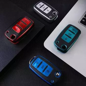 Кожаный чехол для дистанционного ключа из ТПУ для Volkswagen VW Bora Polo Tiguan Jetta Passat B5 B6 B7 Golf Beetle для Skoda Octavia серебряный