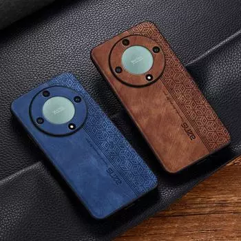 Кожаный чехол для Honor X9b, ультратонкий чехол с кубическим узором, полностью защитный чехол для Honor X9A X9B, чехол Honor X9b синий
