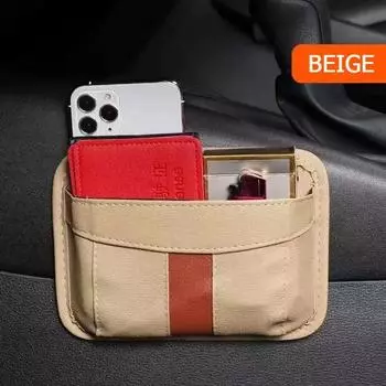 Кожаный чехол для хранения в автомобиле Удобная и практичная сумка-органайзер для мелкого мусора Подвесная сумка для мобильного телефона для хранения Уборка Зарядка чёрный