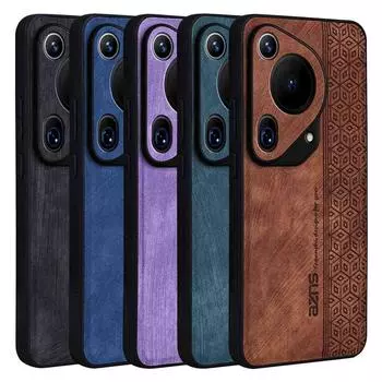 Кожаный чехол для Huawei Pura 70 Ultra, ультратонкий защитный чехол с кубическим узором для Huawei P60 Art Pura 70 Pro Plus, чехол Huawei P60Pro чёрный