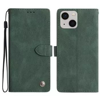 Кожаный чехол для iPhone 15 однотонный чехол-кошелек для телефона Green