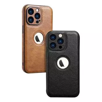 Кожаный чехол для iPhone 15 Pro с дизайном Romax, полная защита для iPhone 14 и 11. 15PLUS коричневый