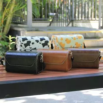 Кожаный чехол для камеры Nikon J1/Leica D-LUX/Canon G5X/Fuji X100V/Sony RX1 универсальный Retro Green