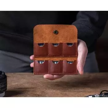 Кожаный чехол для карты памяти SD, держатель для карт, чехол для карт, сумка для хранения, коробка для подарка фотографу чёрный