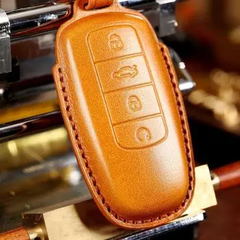 Кожаный чехол для ключа 2021 Chery Tiggo 8 PLUS, 5X, Arrizo, 7pro, Txl и Xingtu XPLU коричневый