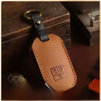 Кожаный чехол для ключа автомобиля ручной работы для Kia Carnival - Премиальная защита коричневый